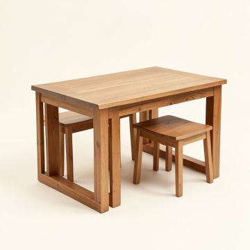 Pleasant View 3 - Piece Counter Height Rubberwood Solid Wood Dining Set (synthetic illustration; no displayed measurements)