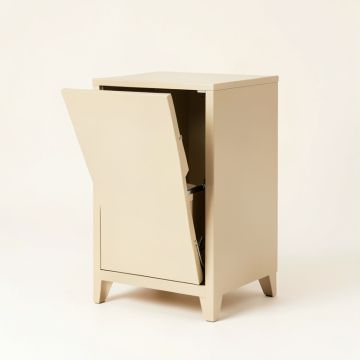 Shore Arc Freestanding Pull-Out Hamper Cabinet - Beige (synthetic illustration; no displayed measurements)