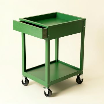 Meadow Bridge Empty Rolling Workshop Cart - Green (synthetic illustration; no displayed measurements)