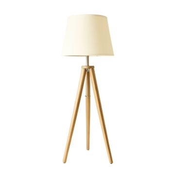 Dawn Bridge Floor Lamp With A Plain Fabric Shade - Ivory