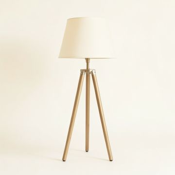 Reed Dale Floor Lamp With A Plain Fabric Shade - Ivory (synthetic illustration; no displayed measurements)