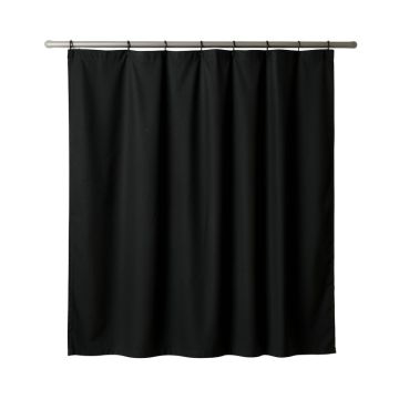 Maple Bluff Shower Curtain Hanging Flat From A Plain Rod - Black