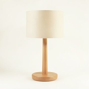 Hazel Bridge Table Lamp With A Plain Fabric Shade - Beige (synthetic illustration; no displayed measurements)
