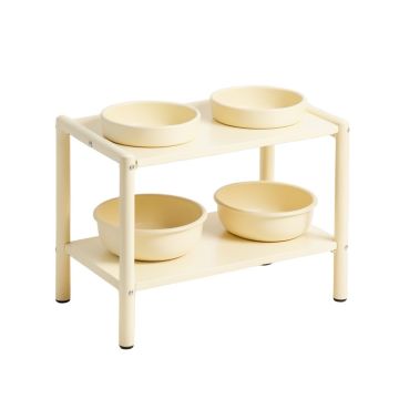 Cove Field Pet Feeding Stand With Two Plain Empty Bowls - Cream