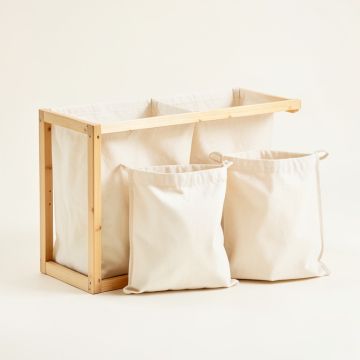 Ridge Dale Laundry Sorting Station With Plain Removable Bags - Ivory (synthetic illustration; no displayed measurements)