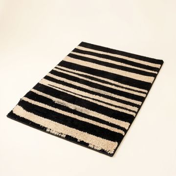 Nickelsville Striped Black/Beige Area Rug (synthetic illustration; no displayed measurements)