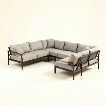 Dinja Patio Sectional With Cushions (synthetic illustration; no displayed measurements)