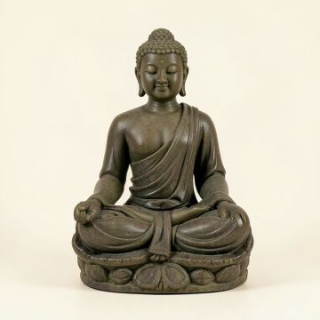 Meditating Buddha In Lotus Position With Two Led Crackle Garden Statue (synthetic illustration; no displayed measurements)