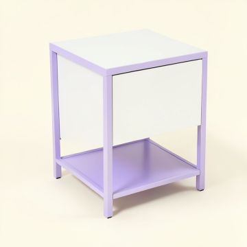 Desmon Metal Nightstand In White/Light Purple (synthetic illustration; no displayed measurements)