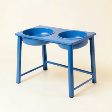 Flint Field Pet Feeding Stand With Two Plain Empty Bowls - Blue (synthetic illustration; no displayed measurements)
