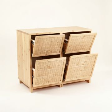 Rowan Dell Freestanding Pull-Out Hamper Cabinet - Beige (synthetic illustration; no displayed measurements)