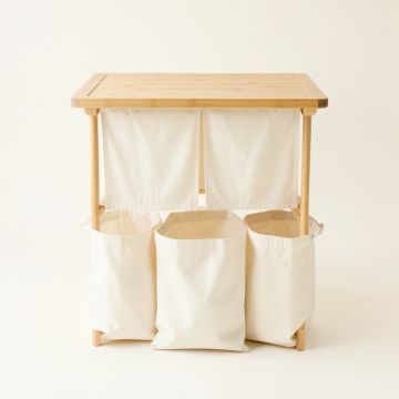 Cove Canyon Laundry Sorting Station With Plain Removable Bags - Ivory (synthetic illustration; no displayed measurements)