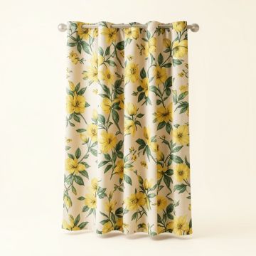 Magnolia 100 % Cotton Floral Room Darkening Rod Pocket Single Curtain Panel (synthetic illustration; no displayed measurements)