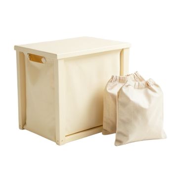Cove Bridge Laundry Sorting Station With Plain Removable Bags - Cream