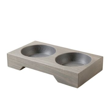 River Bridge Pet Feeding Stand With Two Plain Empty Bowls - Gray
