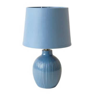 Holly Bluff Table Lamp With A Plain Fabric Shade - Blue