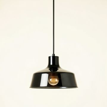 Rowan Crest Pendant Light Suspended From One Plain Cable - Black (synthetic illustration; no displayed measurements)