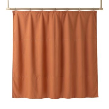 Ash Branch Shower Curtain Hanging Flat From A Plain Rod - Terracotta