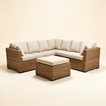 Diona 7 Piece Rattan Sectional Seating Group With Cushions (synthetic illustration; no displayed measurements)