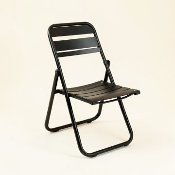 Dawn Crest Folding Outdoor Chair - Black (synthetic illustration; no displayed measurements)