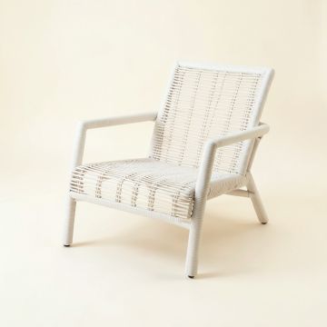 Linden Arc Outdoor Lounge Chair - White (synthetic illustration; no displayed measurements)