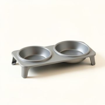 Olive Bridge Pet Feeding Stand With Two Plain Empty Bowls - Gray (synthetic illustration; no displayed measurements)