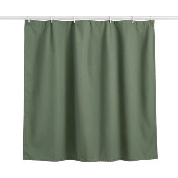 Holly Bridge Shower Curtain Hanging Flat From A Plain Rod - Green