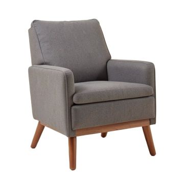 Modern Wing Back Accent Chair Roll Arm Living Room Cushion With Wooden Legs
