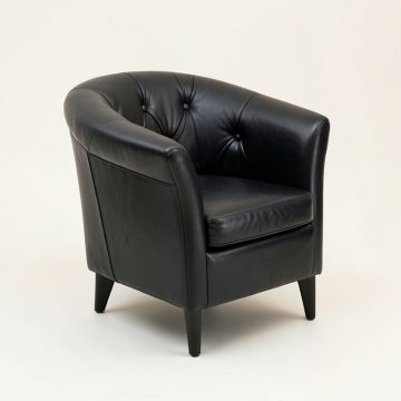 Sheffield 27 '' Wide Tufted Top Grain Leather Barrel Chair (synthetic illustration; no displayed measurements)