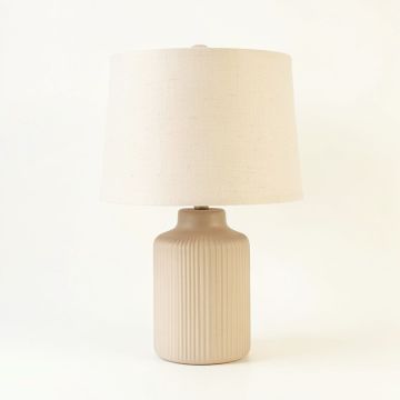 Clay Crest Table Lamp With A Plain Fabric Shade - Beige (synthetic illustration; no displayed measurements)