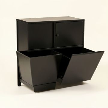 Hazel Crest Freestanding Pull-Out Hamper Cabinet - Black (synthetic illustration; no displayed measurements)