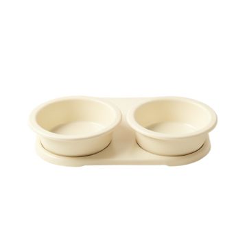 Moss Canyon Pet Feeding Stand With Two Plain Empty Bowls - Ivory