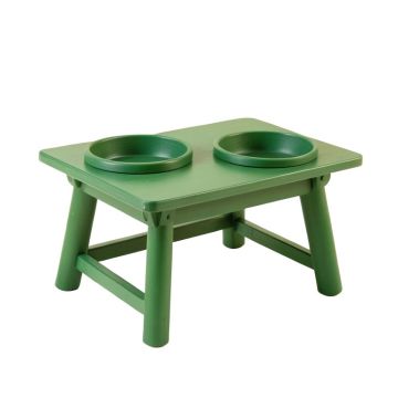 Sage Canyon Pet Feeding Stand With Two Plain Empty Bowls - Green