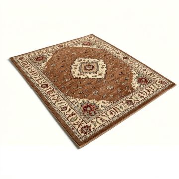Yunisber Oriental Machine Made Power Loom Wool/Polyester Brown/Beige/Red Area Rug (synthetic illustration; no displayed measurements)