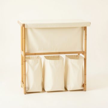 Rowan Bend Laundry Sorting Station With Plain Removable Bags - Cream (synthetic illustration; no displayed measurements)