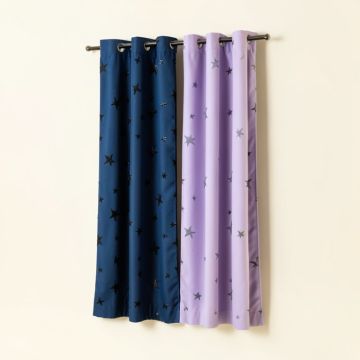 Efird Tulle Overlay Star Cut Out Solid Blackout Thermal Grommet Curtain Panels (synthetic illustration; no displayed measurements)