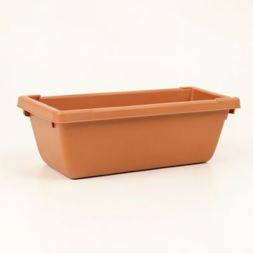 River Brook Empty Railing Planter With Integral Brackets - Terracotta (synthetic illustration; no displayed measurements)
