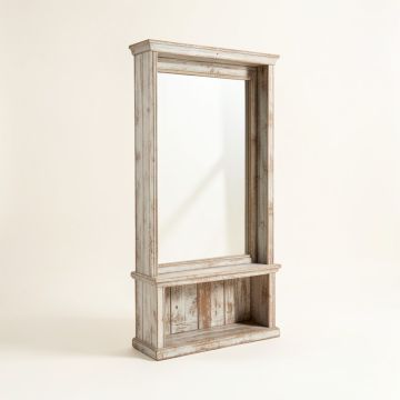 Jaymes Traditional/Rustic Distressed Mirror With Shelves (synthetic illustration; no displayed measurements)