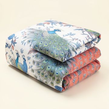Baconton Timeless East Asian Chinoiserie Peacock Garden Duvet Cover Set (synthetic illustration; no displayed measurements)