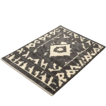 Bohemian Geometric Shag Dark Gray/Cream Area Rug
