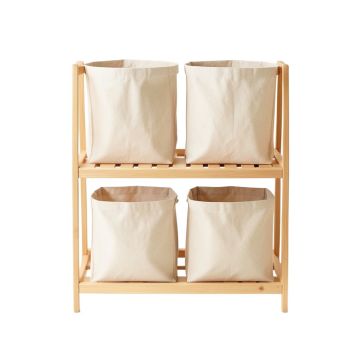 Fern Dale Laundry Sorting Station With Plain Removable Bags - Beige
