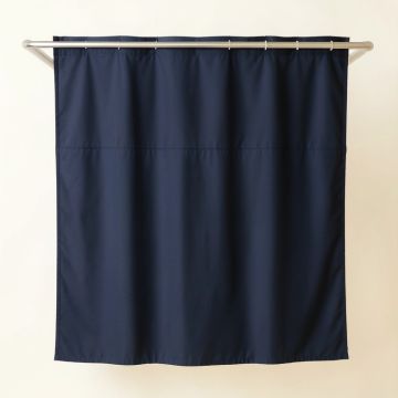 Cove Bridge Shower Curtain Hanging Flat From A Plain Rod - Navy (synthetic illustration; no displayed measurements)