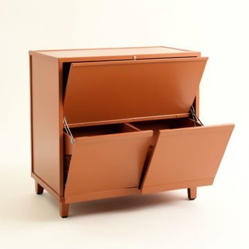 Bay Brook Freestanding Pull-Out Hamper Cabinet - Terracotta (synthetic illustration; no displayed measurements)