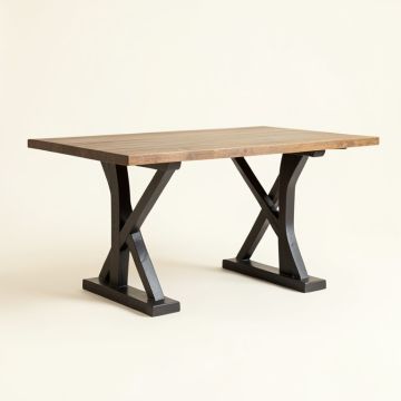 Iron Trestle Dining Table (synthetic illustration; no displayed measurements)