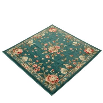 Amedee Floral Power Loom Teal Indoor/Outdoor Area Rug