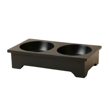 Elm Brook Pet Feeding Stand With Two Plain Empty Bowls - Black