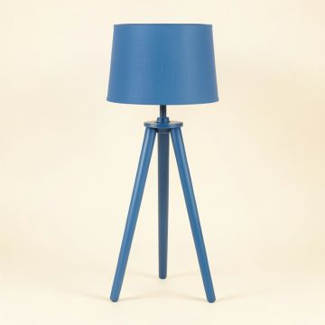 River Bridge Floor Lamp With A Plain Fabric Shade - Blue (synthetic illustration; no displayed measurements)