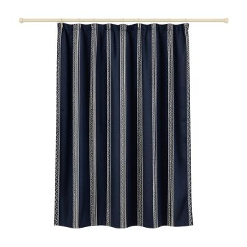 Pine Falls Shower Curtain Hanging Flat From A Plain Rod - Navy