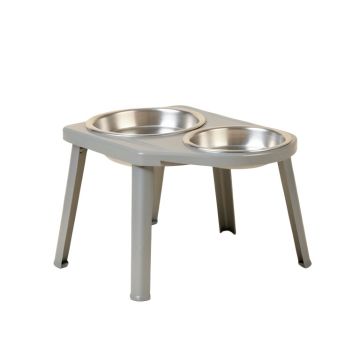Willow Dale Pet Feeding Stand With Two Plain Empty Bowls - Gray