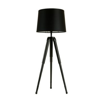 Hill Dale Floor Lamp With A Plain Fabric Shade - Black